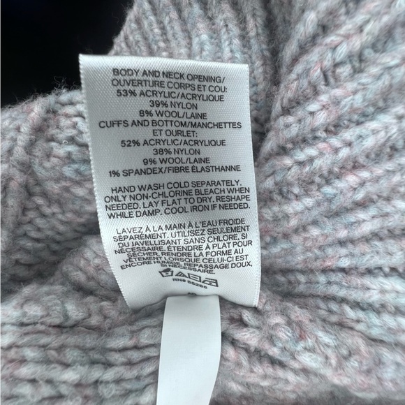 Express Cable Knit Sweater XS Mock Neck Lavender Gray Wool Blend Chunky - Picture 7 of 9